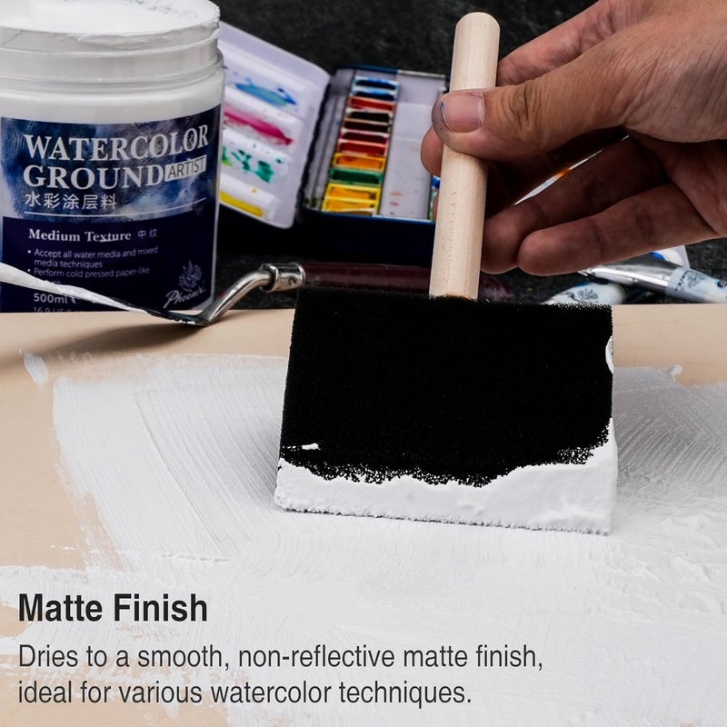 Phoenix Watercolor Ground for Canvas - 16.9 Fl Oz /500ml - Gesso Primer for Water Color Painting - Professional White Watercolor Medium for Water Based Paints - Image 4